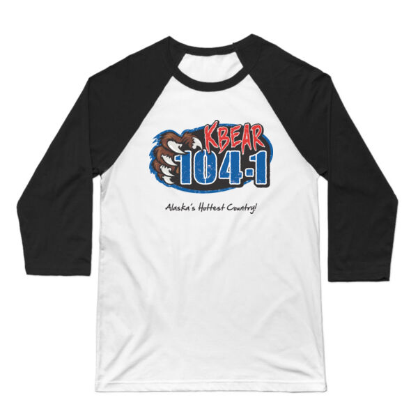 KBEAR LOGO - 3/4 SLEEVE BASEBALL TEE - WHITE/BLACK Thumbnail