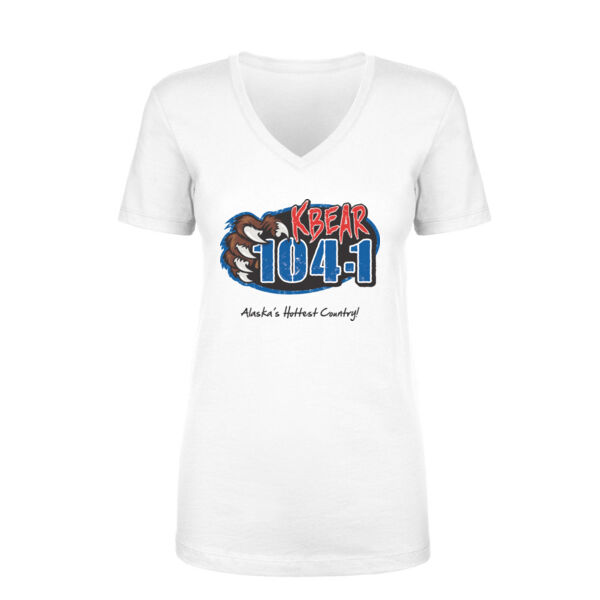 KBEAR LOGO - LADIES S/S V-NECK TEE - WHITE Thumbnail