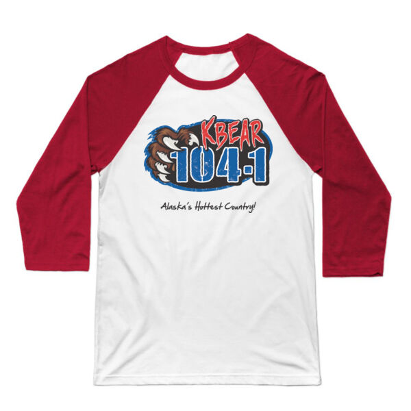 KBEAR LOGO - 3/4 SLEEVE BASEBALL TEE - WHITE/RED Thumbnail