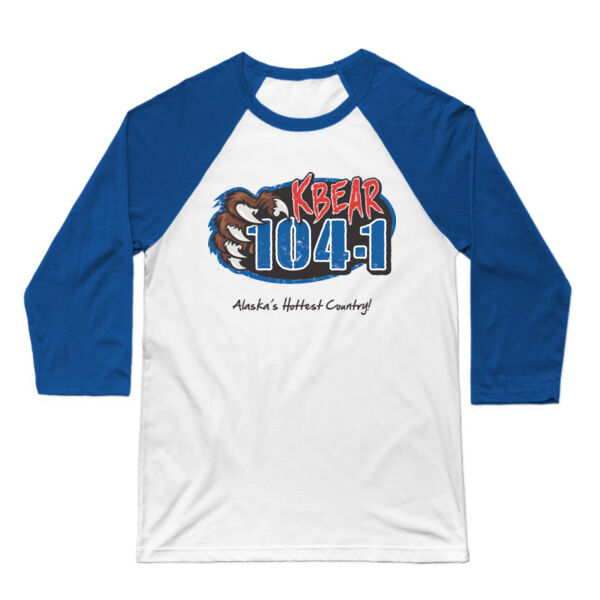KBEAR LOGO - 3/4 SLEEVE BASEBALL TEE - WHITE/BLUE Thumbnail