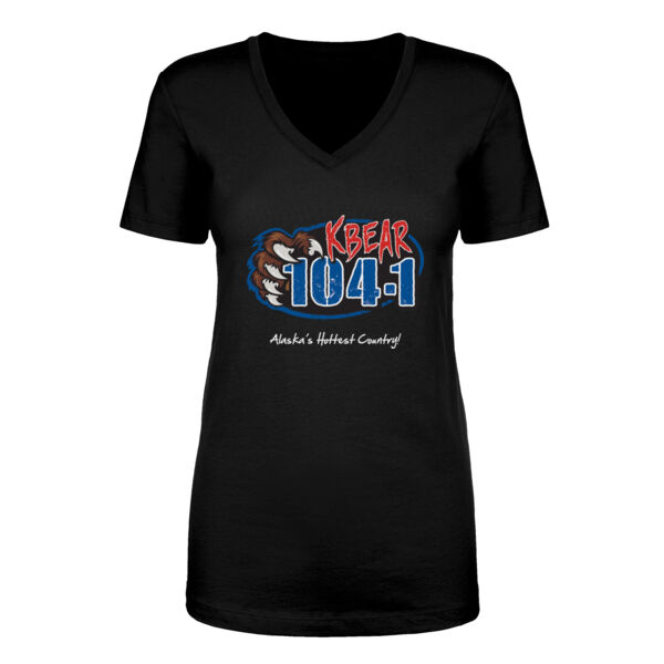 KBEAR LOGO - LADIES S/S V-NECK TEE - BLACK Thumbnail