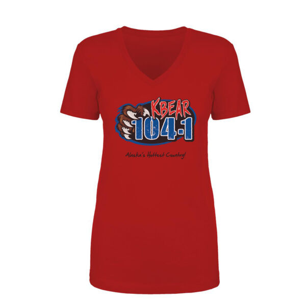 KBEAR LOGO - LADIES S/S V-NECK TEE - RED Thumbnail